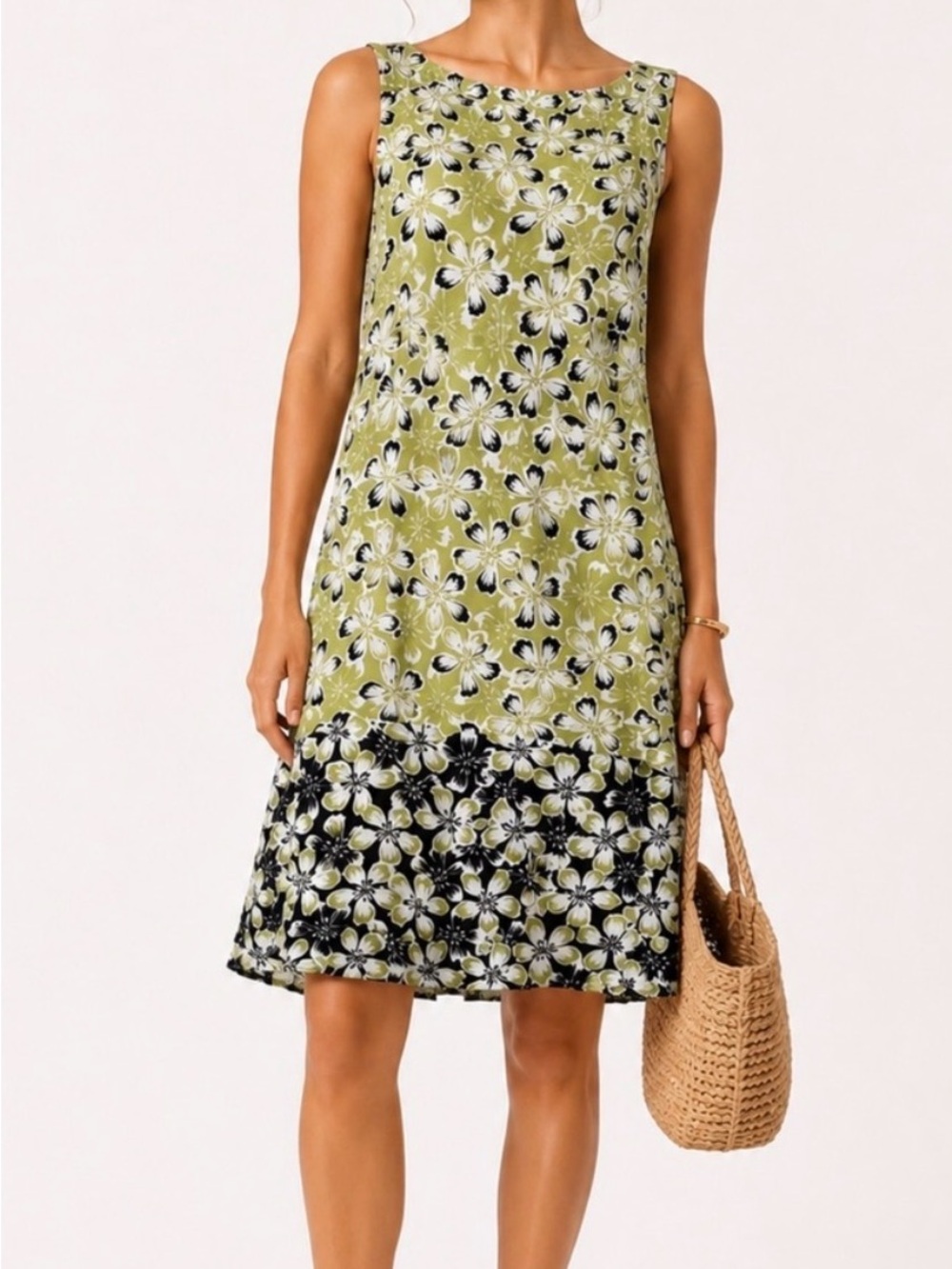 J Jill Floral Sleeveless Shift Dress in Yellow and Black - Brand: